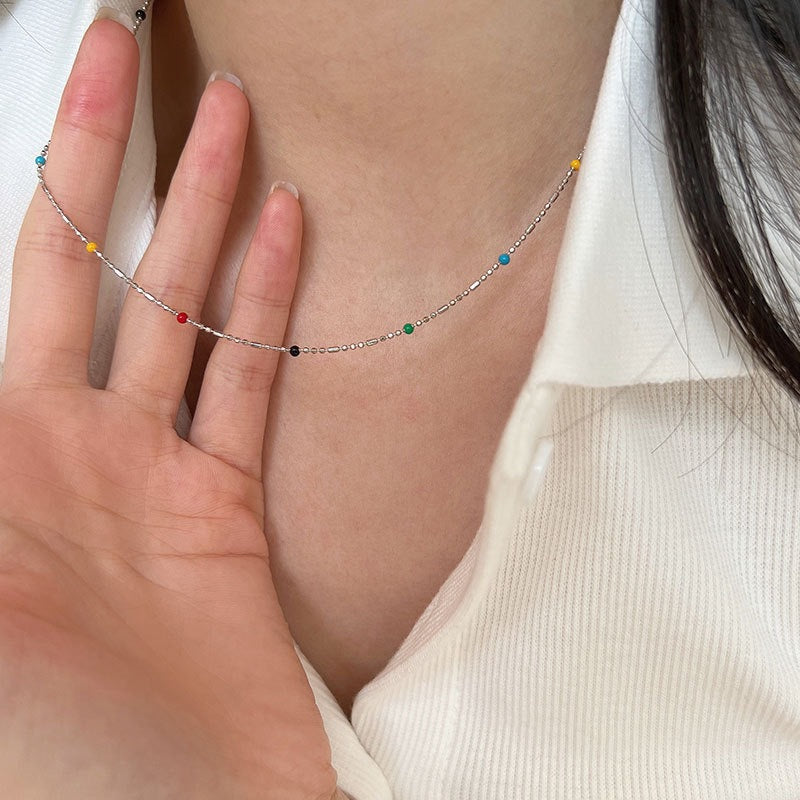 Damen Kette mit bunt gestalteten Perlen Shop Nory