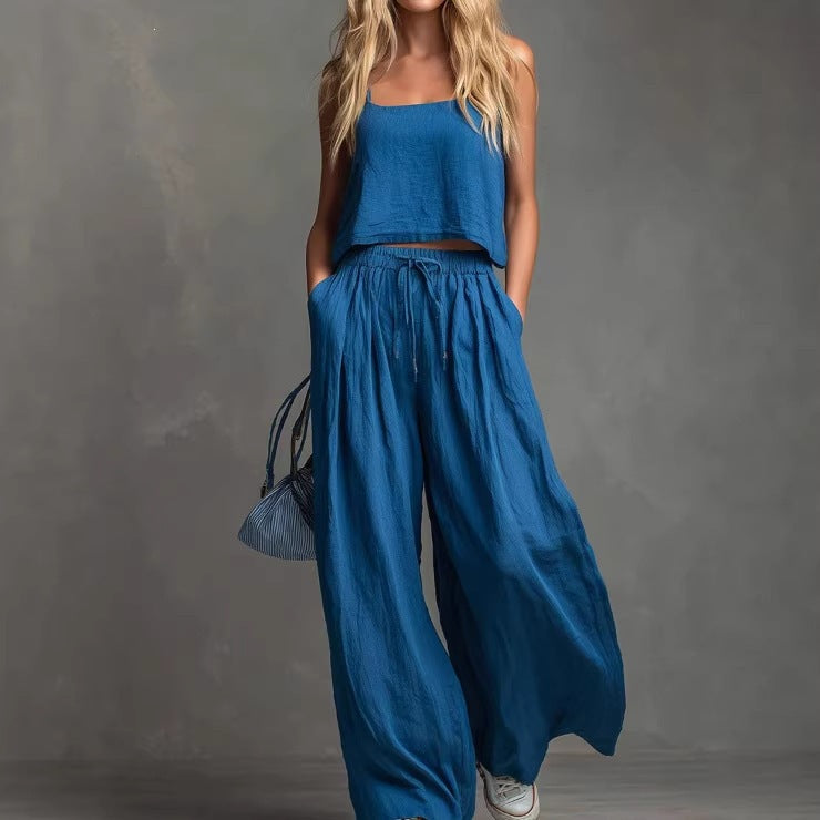 Damen Sommerliches Freizeit-Set mit weitem Oberteil und lässiger Hose