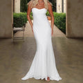 Damen Elegantes Langarm-Maxikleid mit schulterfreiem Design und fließendem Stoff
