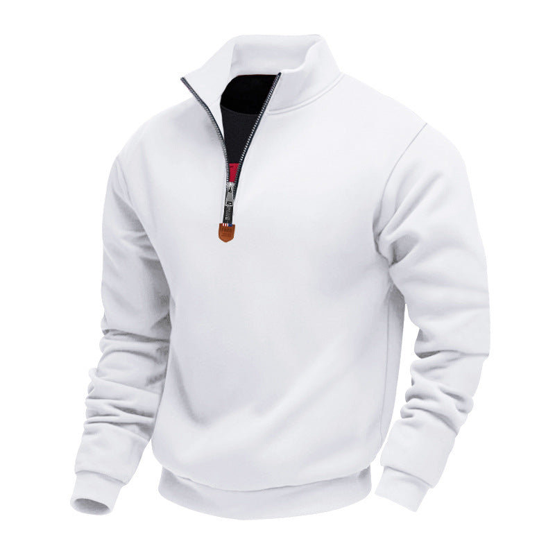 Herren sportlicher Pullover mit halbem Reißverschluss und modischem Stehkragen