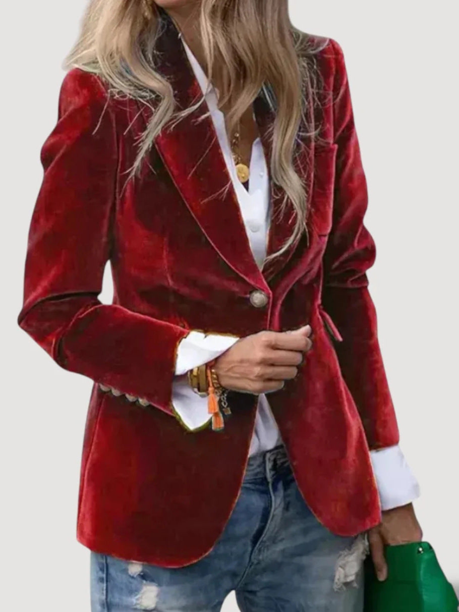 Damen Eleganter Samt Blazer