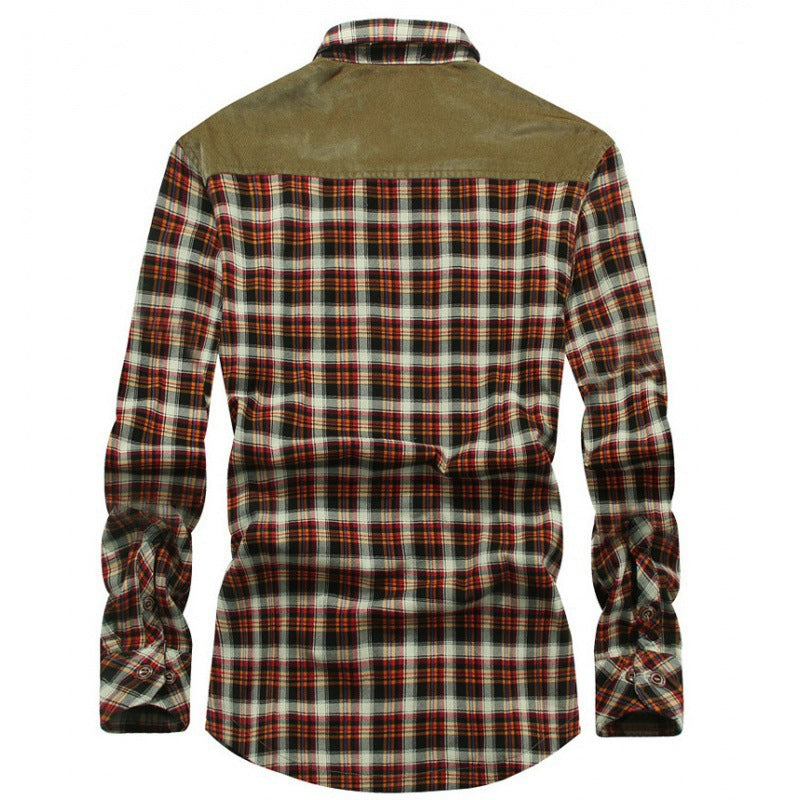 Herren kariertes Thermo-Hemd mit Teddyfutter, Cordbesatz und Brustpattentaschen Shop Nory