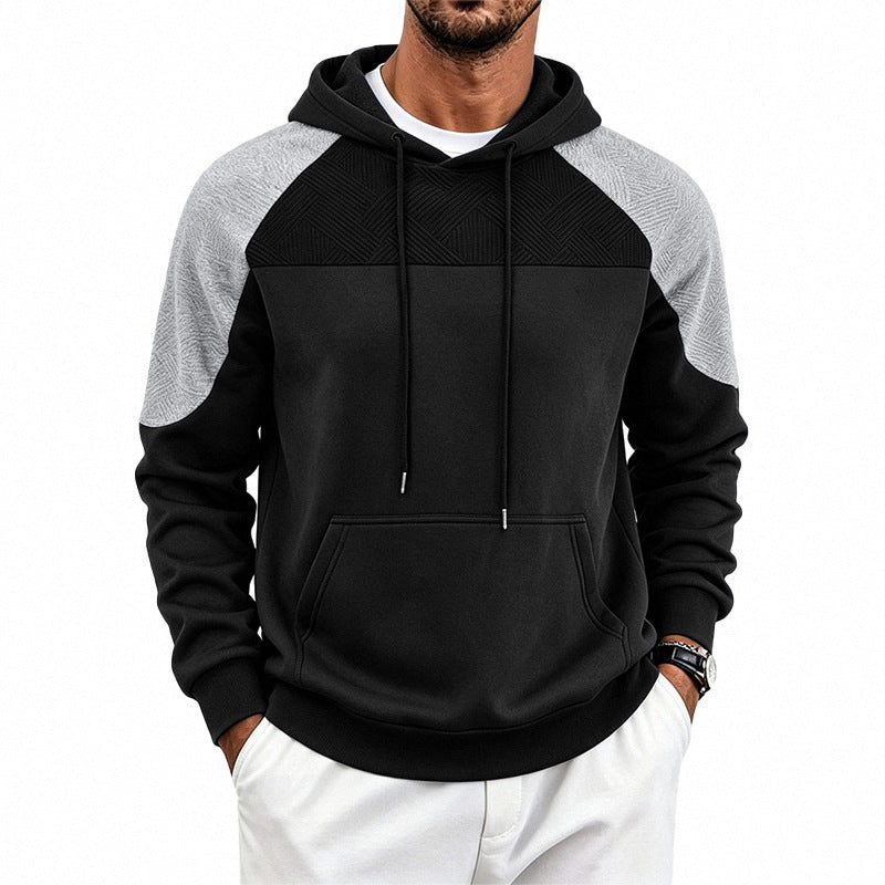Herren Kapuzensweatshirt mit Raglanärmeln, strukturierter Brustpartie und Kängurutasche Shop Nory