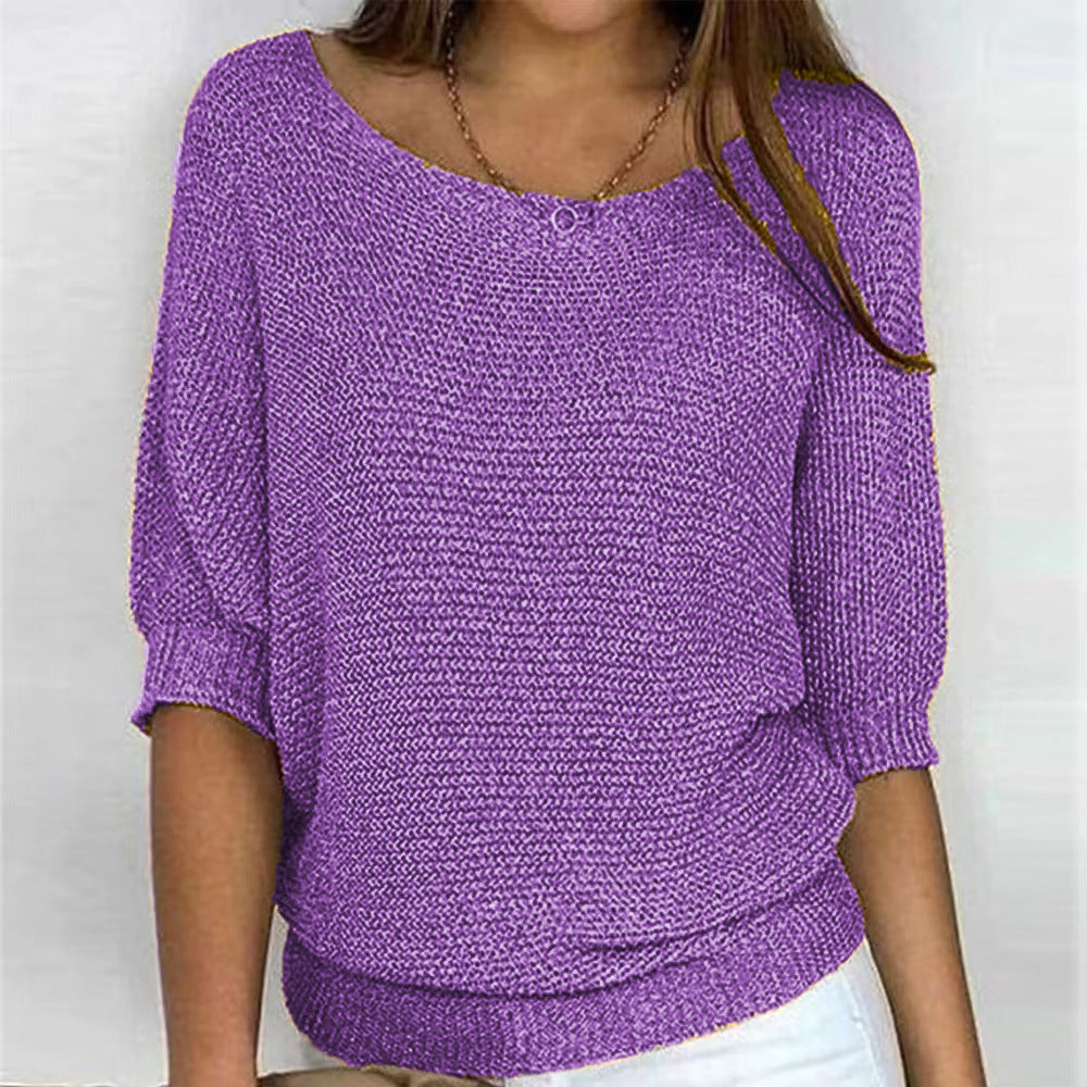 Damen nan legerer kastiger Feinstrickpullover mit weitem Ausschnitt Shop Nory