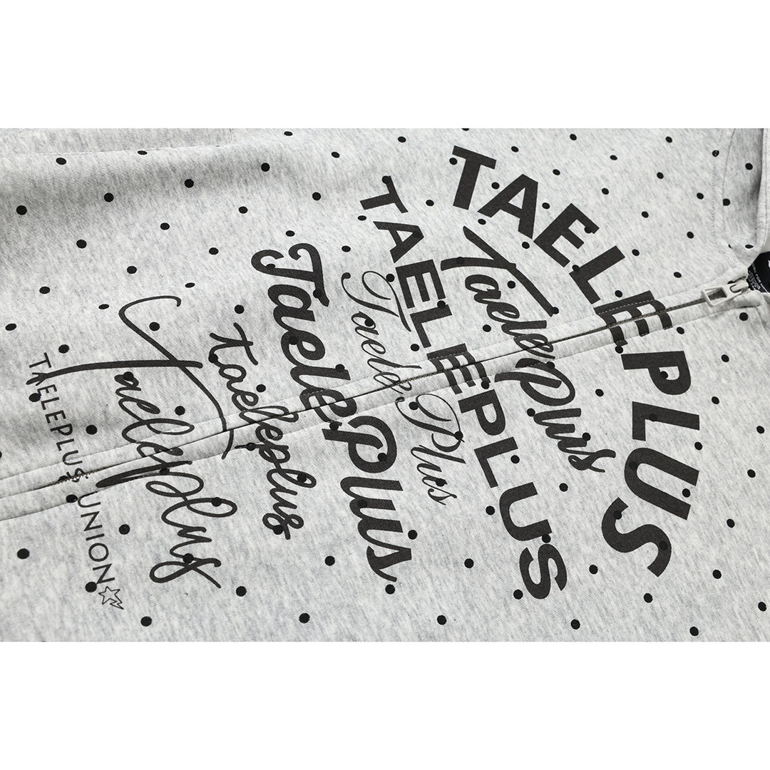 Damen Kapuzen-Sweatjacke mit durchgehendem Reißverschluss, Allover-Pünktchenmuster und mehrfacher Logogestaltung Shop Nory