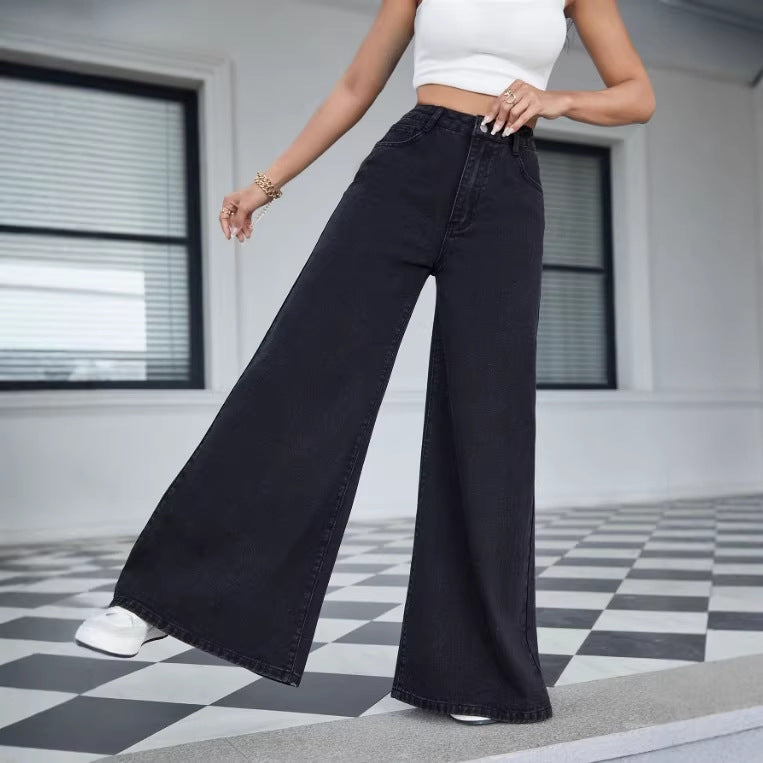 Damen Hochtaillierte Ultraweite Palazzo-Jeans aus Denim mit weitem Bein Shop Nory