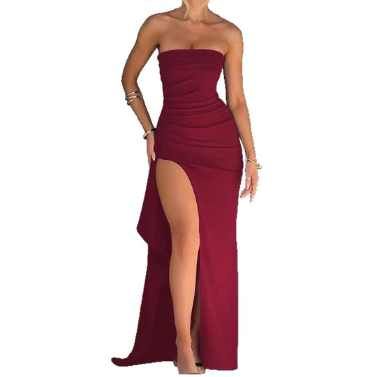 Damen Elegantes Off-Shoulder Abendkleid mit hohem Schlitz und tailliertem Schnitt