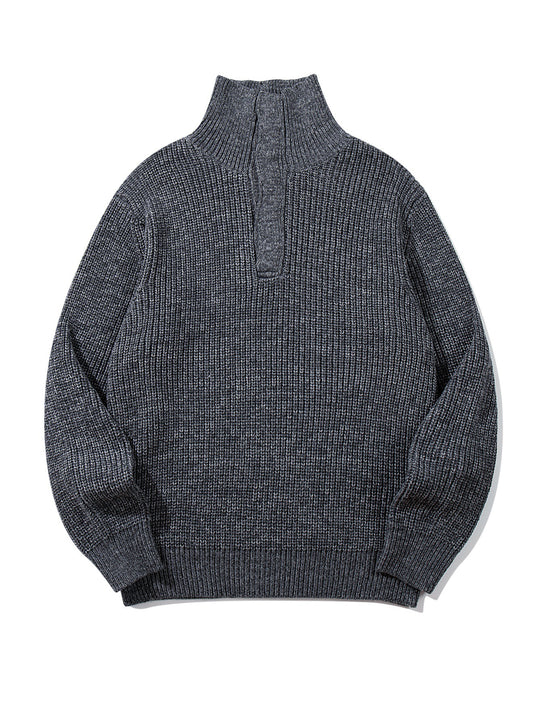Unisex Grobgestrickter Rollkragenpullover mit halber Knopfleiste Shop Nory