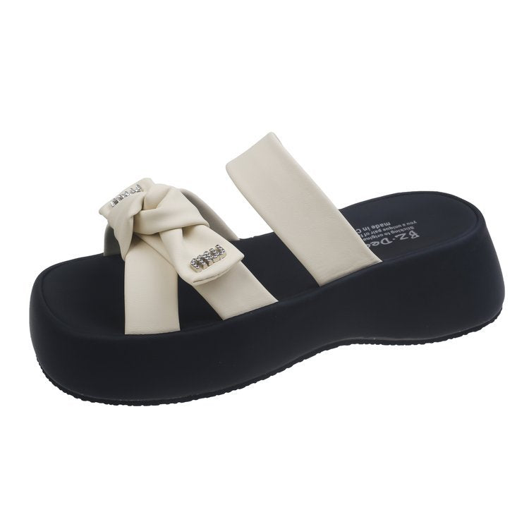 Damen modische Plateausandalen mit dekorativem Schleifendetail Shopnory