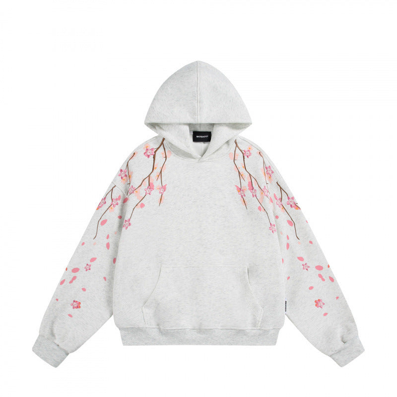 Unisex Oversize-Kapuzensweatshirt mit Kirschblüten-Print, Kängurutasche und lockerem Schnitt Shop Nory