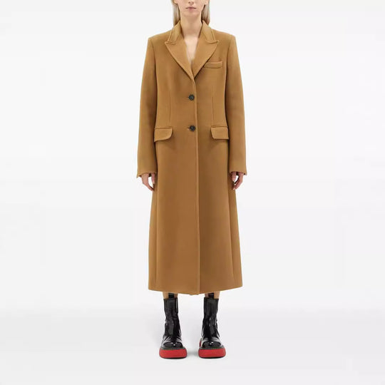 Damen Maxilanger Einreihiger Longcoat im minimalistischen Tailoring mit Pattentaschen Shop Nory