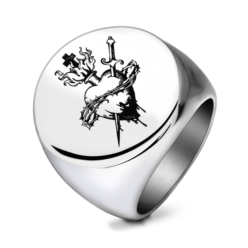 Herren Ring mit kunstvollem Herz-und Schwertmotiv Shop Nory