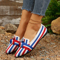 Damen Ballerinas mit modischem Streifendesign und charmantem Schleifenakzent Shopnory