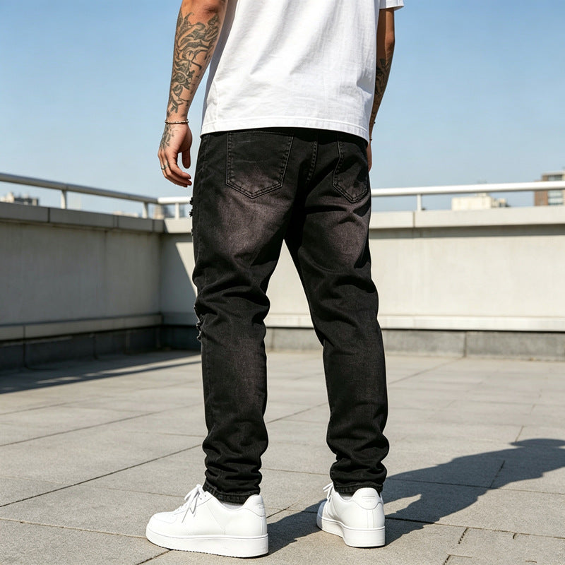 Herren Zerrissene Slim-Fit Jeans Shop Nory