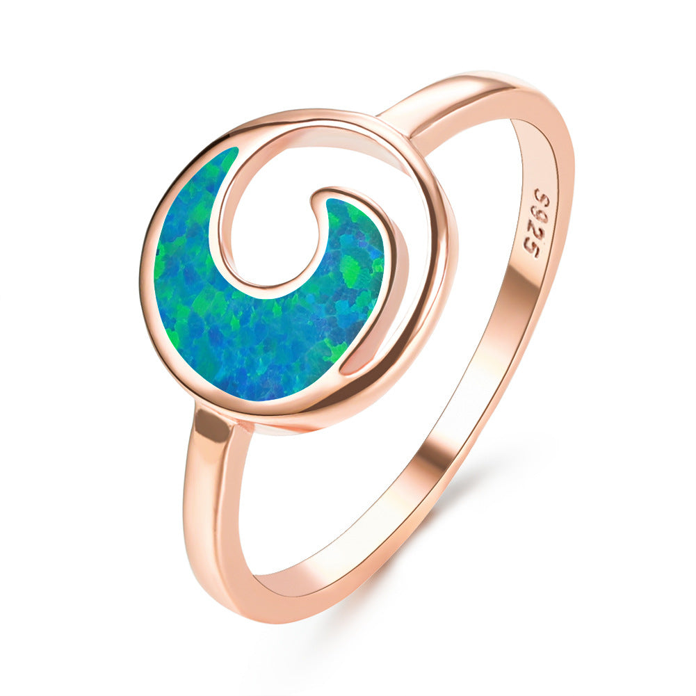 Damen Ring mit eleganter Spiralform und schimmerndem Opal Shop Nory