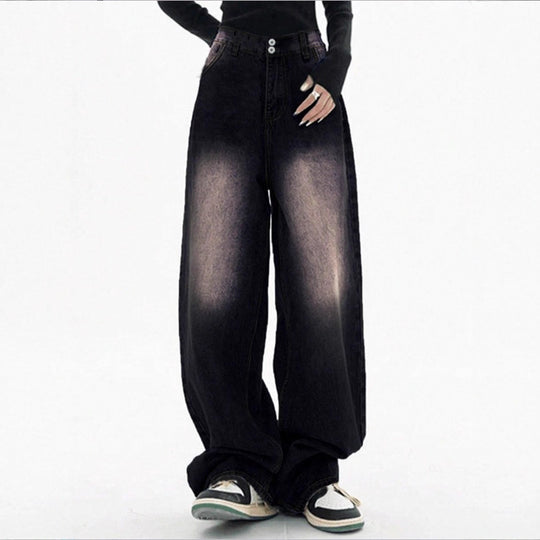 Damen Hochtaillierte Baggy-Jeans aus Denim mit extra weitem Bein und Used‑Fade Shop Nory