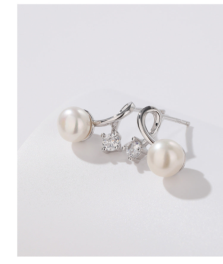 1 Paar 925 Sterling Silber Perle Zirkon 925 Sterling Silber Ohrringe Geometrische Ohrstecker | Shop Nory