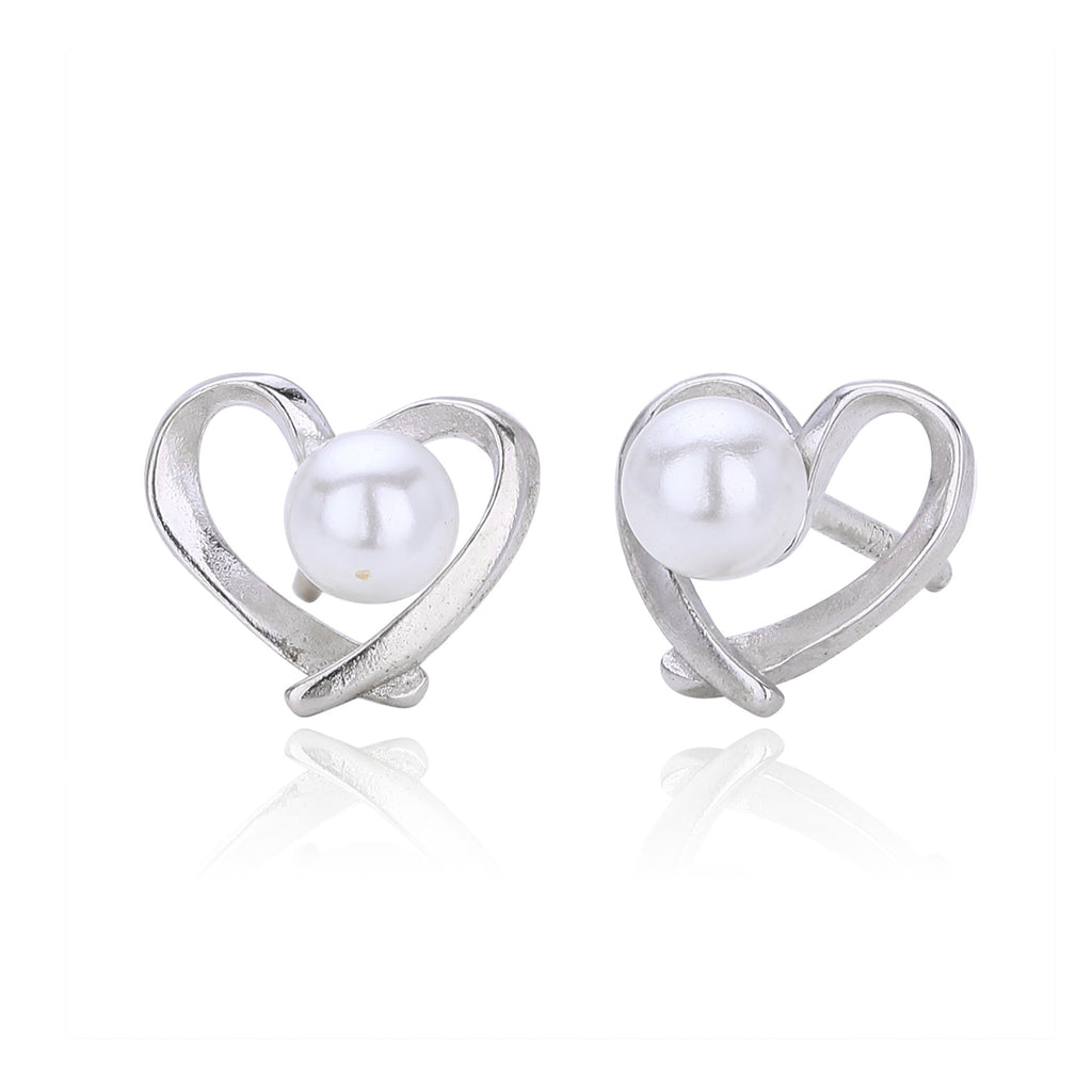 Damen Ohrstecker mit Herzdesign und Perle Shop Nory