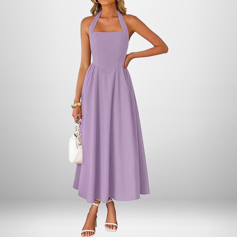 Cross Back O-Hals Maxikleid Leinen