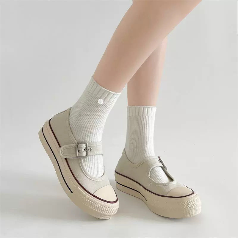 Damen Modische Mary Jane Schuhe mit verstellbarem Riemen und weicher Sohle