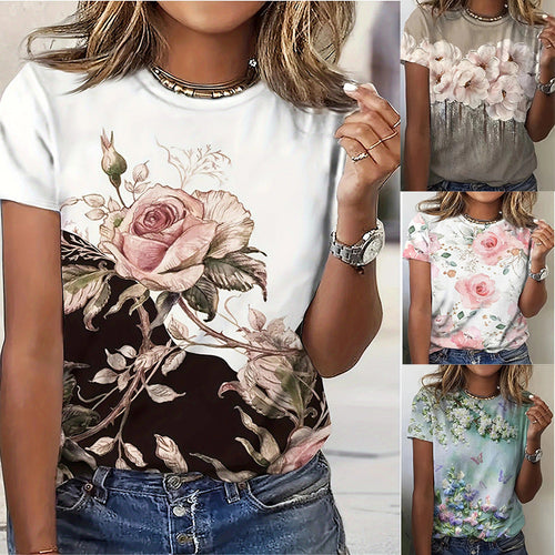 Damen T-Shirt mit floralem Design und modernem Schnitt