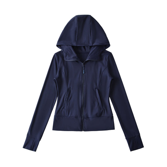 Damen Kapuzen-Sportjacke mit durchgehendem Reißverschluss, taillierter Passform und integrierten Reißverschlusstaschen Shop Nory