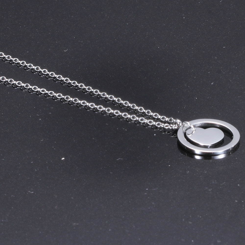 Damen Halskette mit doppeltem Herzanhänger und feiner Gliederkette Shop Nory