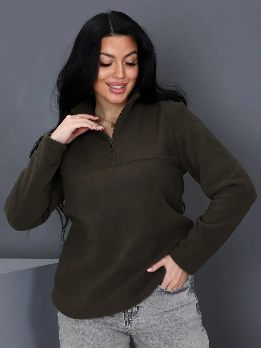 Damen Fleeceoberteil mit kurzem Halbzip und Stehkragen Shop Nory