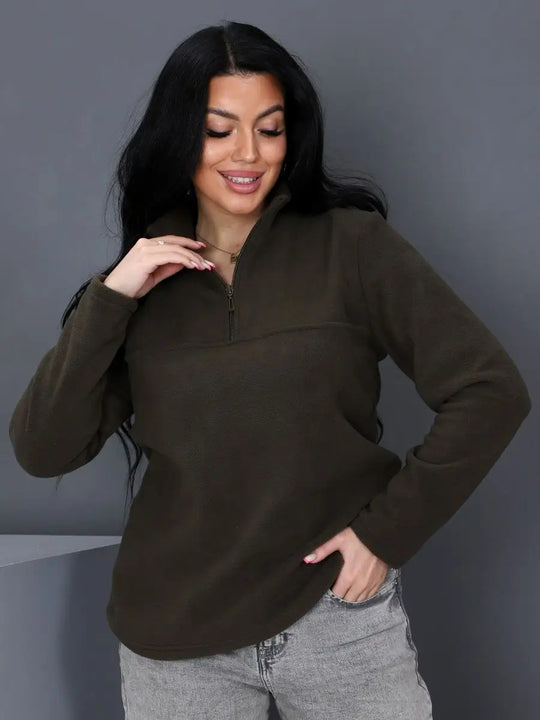 Damen Fleeceoberteil mit kurzem Halbzip und Stehkragen Shop Nory