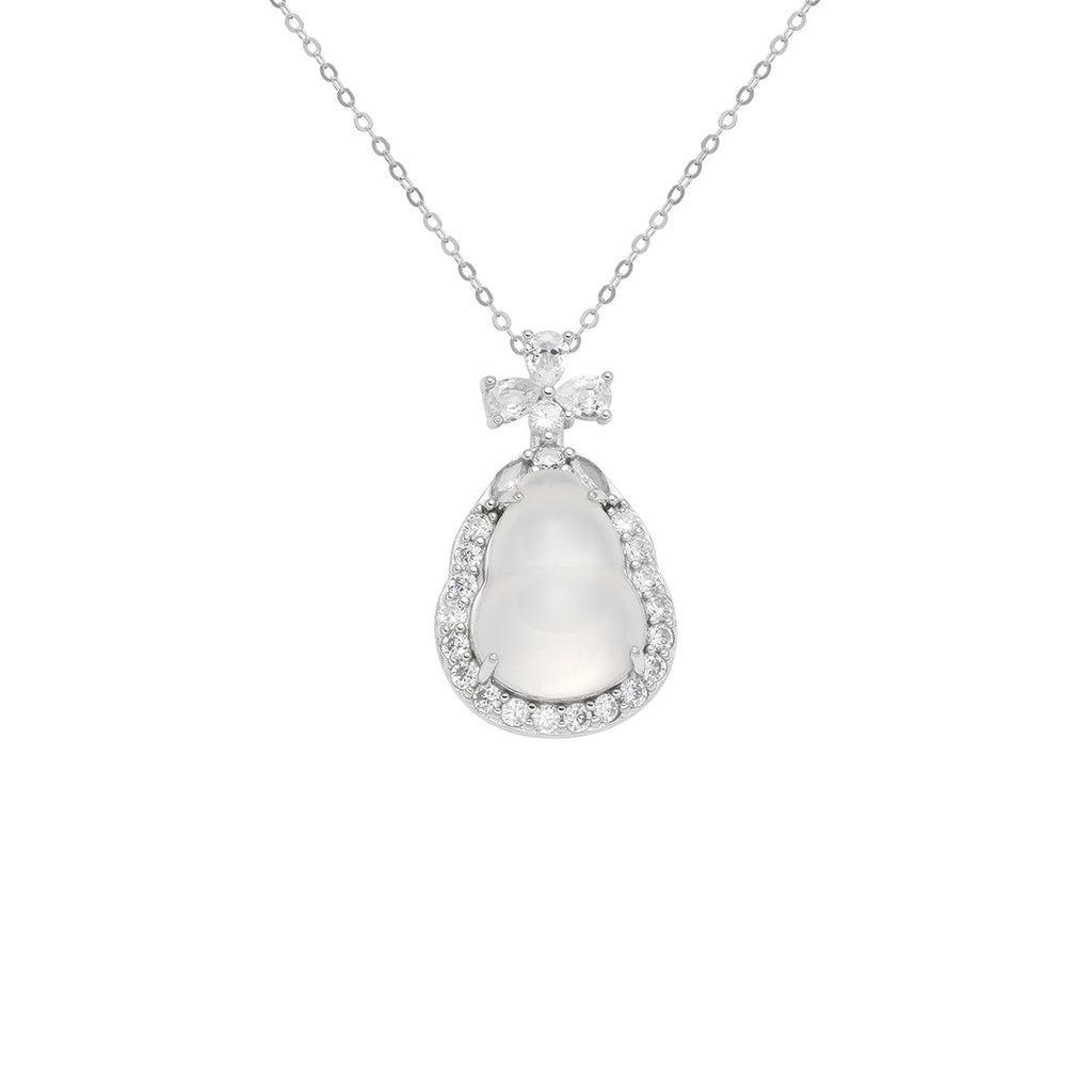 Damen Anhänger-Halskette mit luxuriösem, tropfenförmigem Mondstein und funkelnden Zirkonia Shop Nory