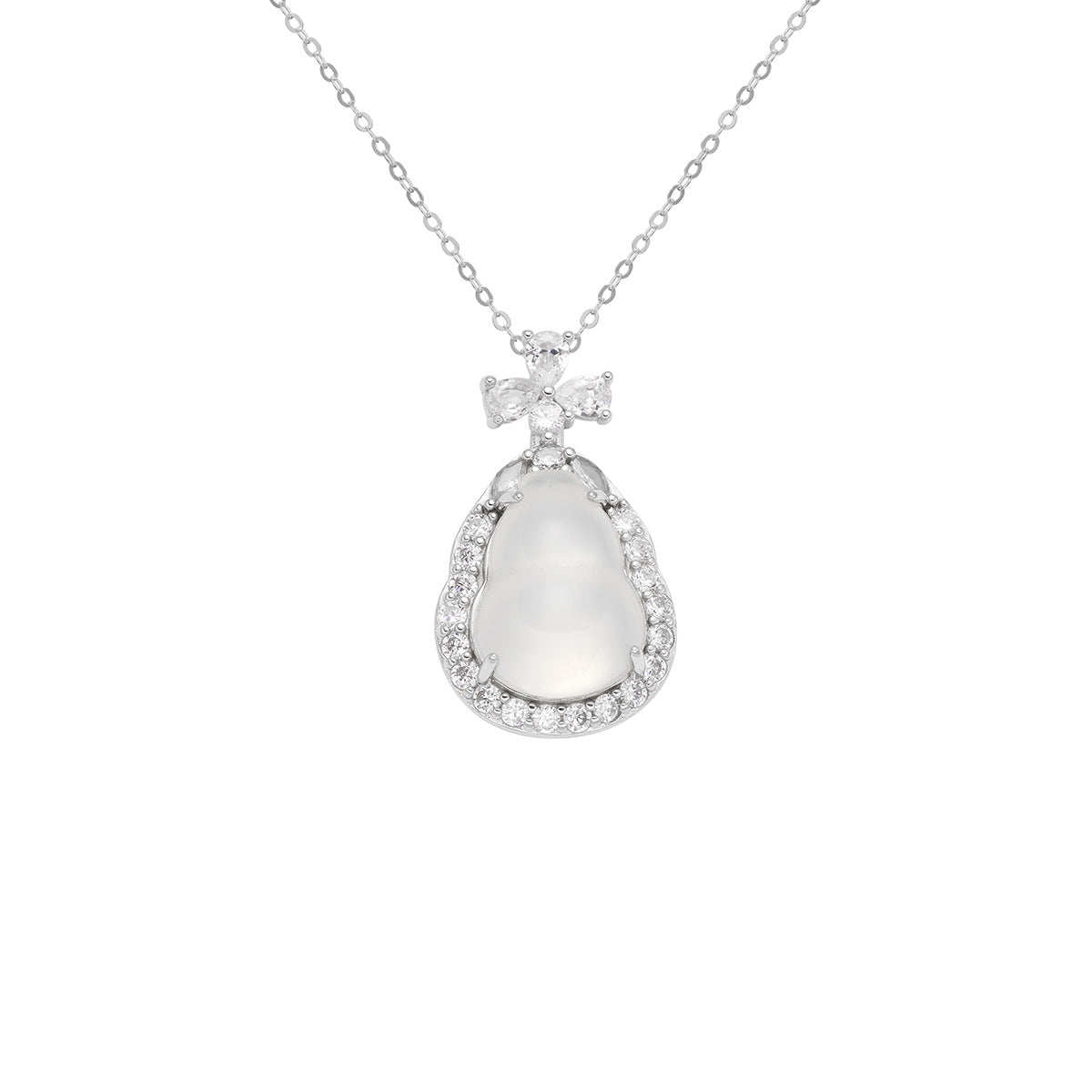 Damen Anhänger-Halskette mit luxuriösem, tropfenförmigem Mondstein und funkelnden Zirkonia Shop Nory