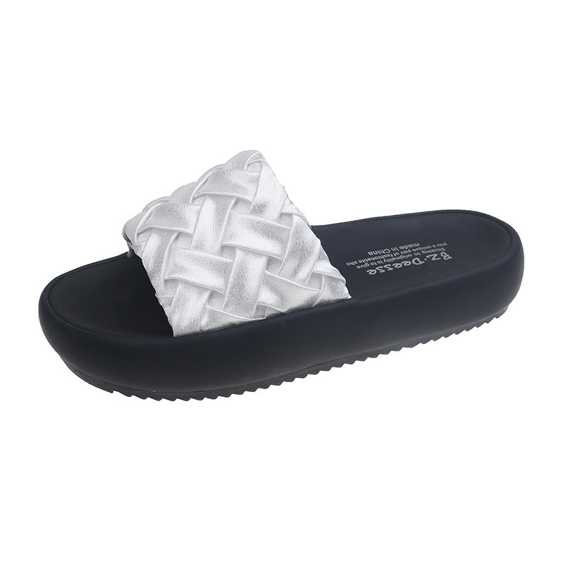 Damen elegante Clogs mit geflochtenem Obermaterial und rutschfester Sohle