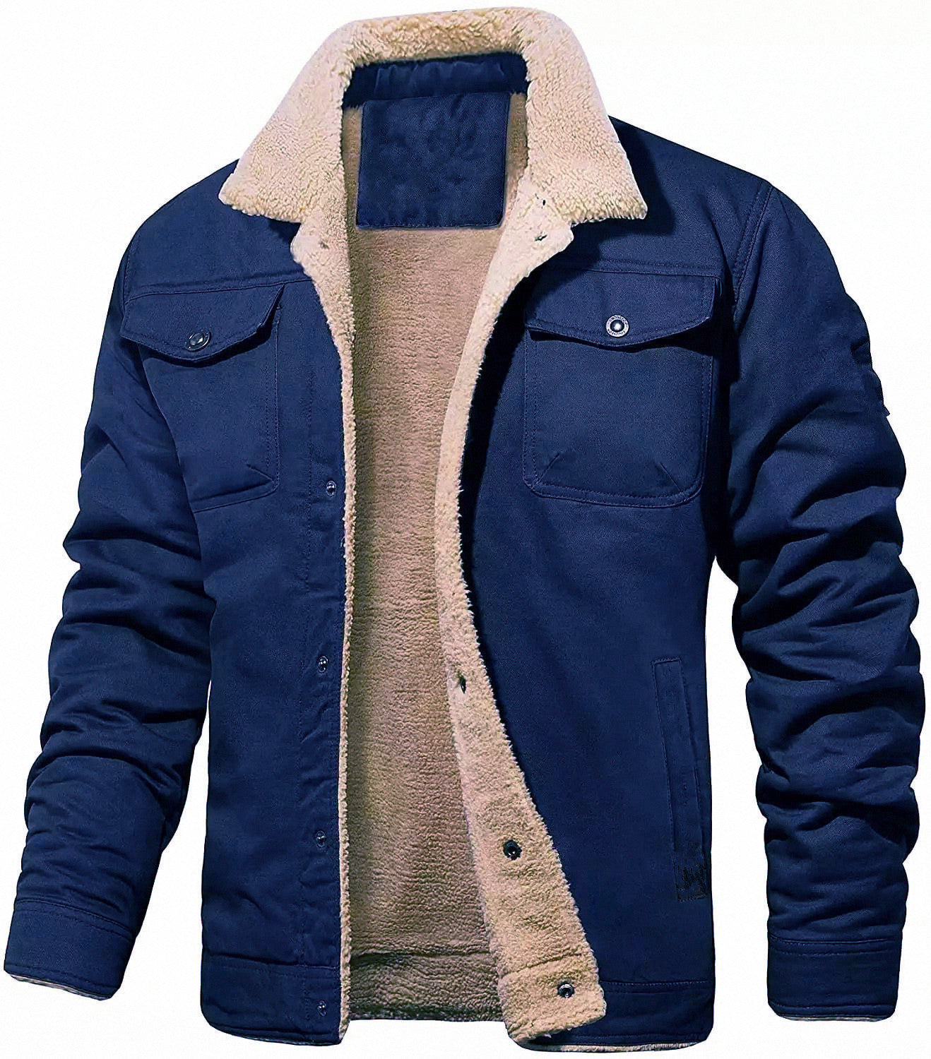 Herren gefütterte Steppjacke im Utility-Stil mit warmem Innenfutter