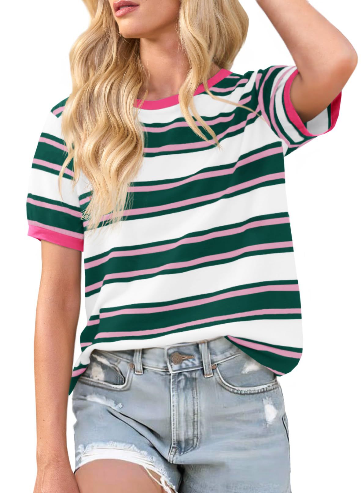 Damen Lässiges Streifen-T-Shirt