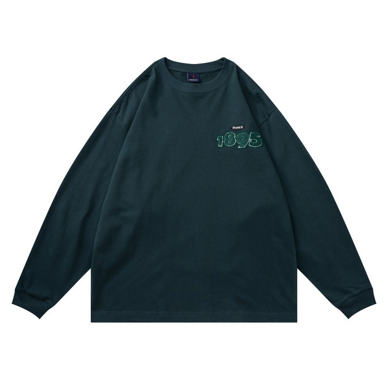 Unisex Oversize-Langarmshirt aus Baumwollmix mit geripptem Rundhals und dezenter Brustapplikation Shop Nory