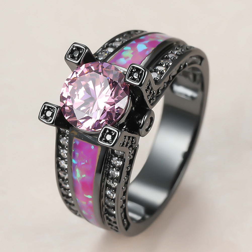 Damen Ring mit funkelndem Zirkonia und kunstvoller Opal-Füllung Shop Nory