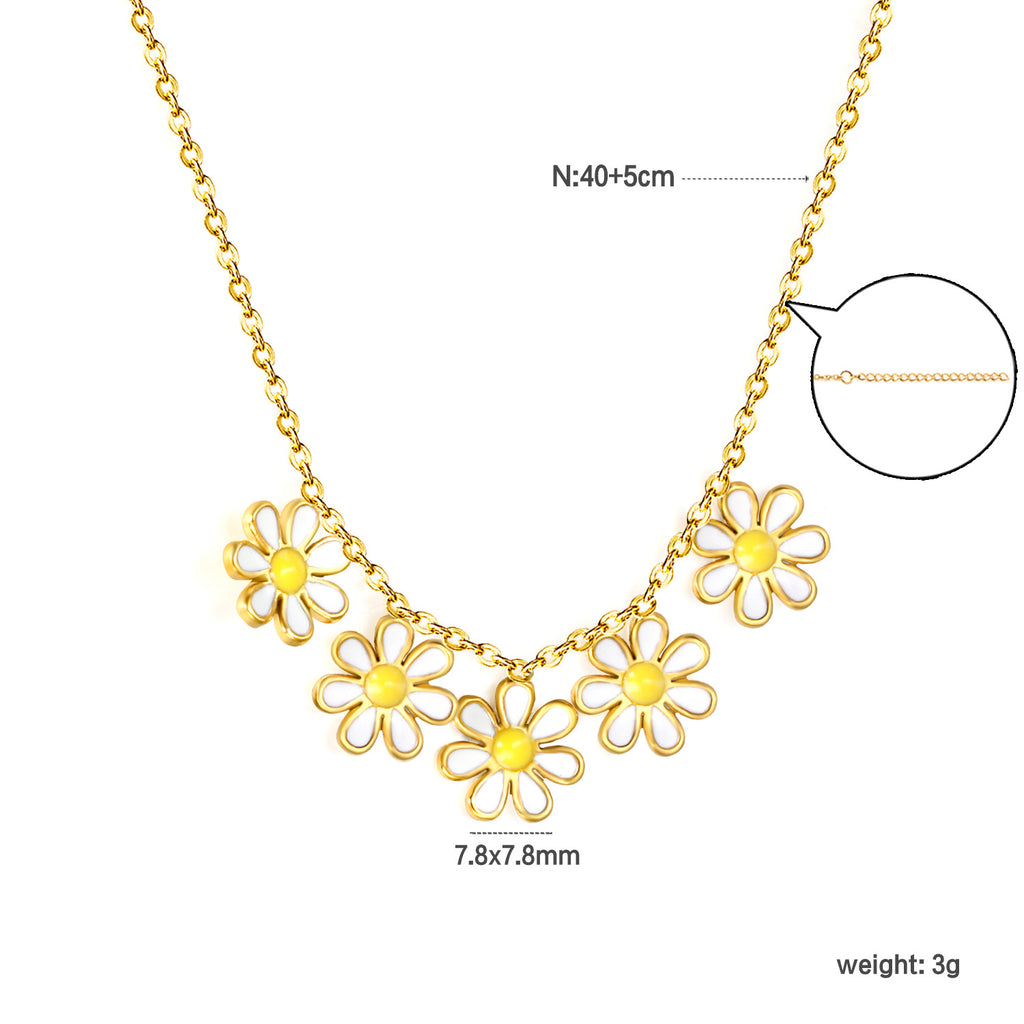 Damen Halskette mit funkelnden Blütenanhängern und verstellbarem Kettendesign Shop Nory