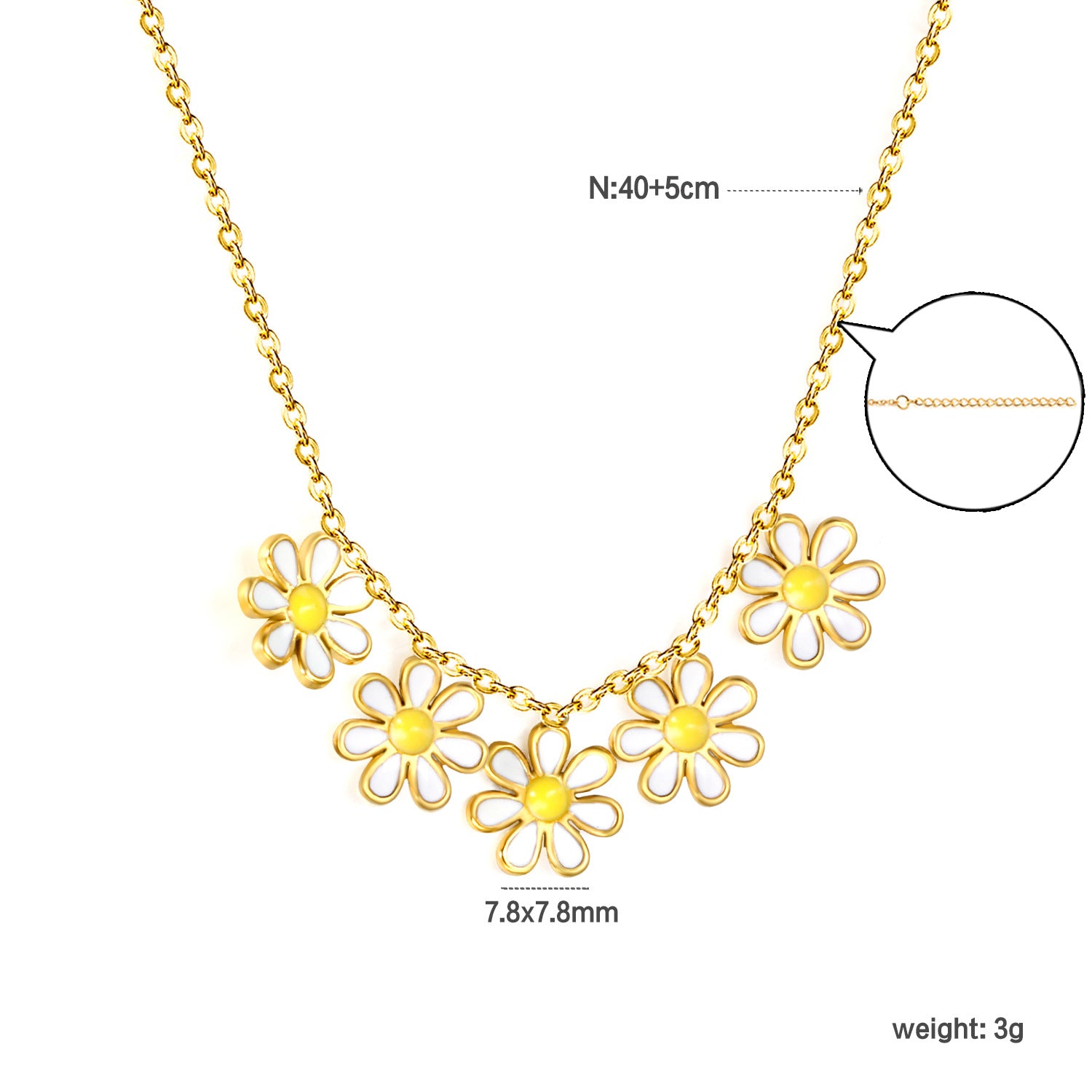 Damen Halskette mit funkelnden Blütenanhängern und verstellbarem Kettendesign Shop Nory