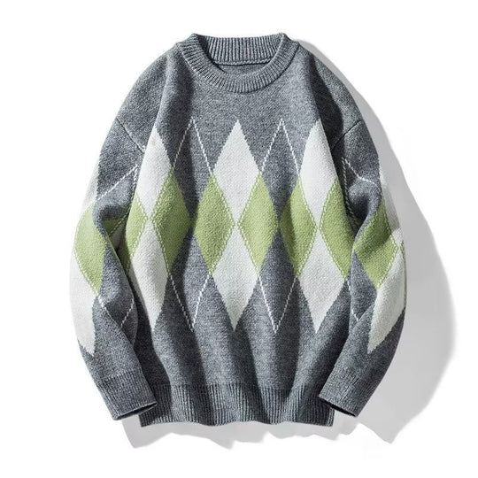 Damen Modischer Grobstrickpullover mit Rautenmuster Shop Nory