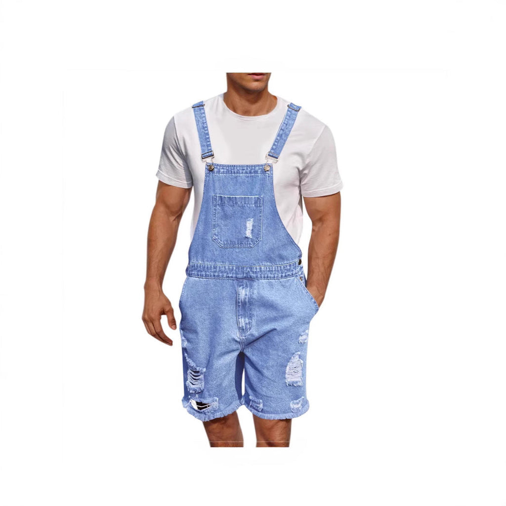 Herren Lässige Denim-Latzhose im distressed Look