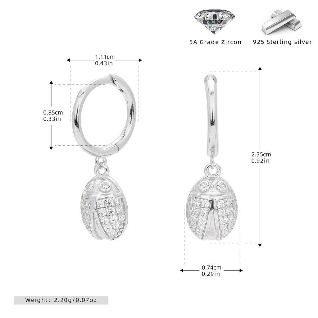 Damen Ohrhänger im stilvollen Marienkäferdesign aus hochwertigem 925 Sterling Silber und funkelnden Zirkonsteinen Shop Nory