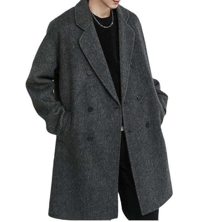 Herren Zweireihiger weit geschnittener Wollmantel mit Reverskragen Shop Nory