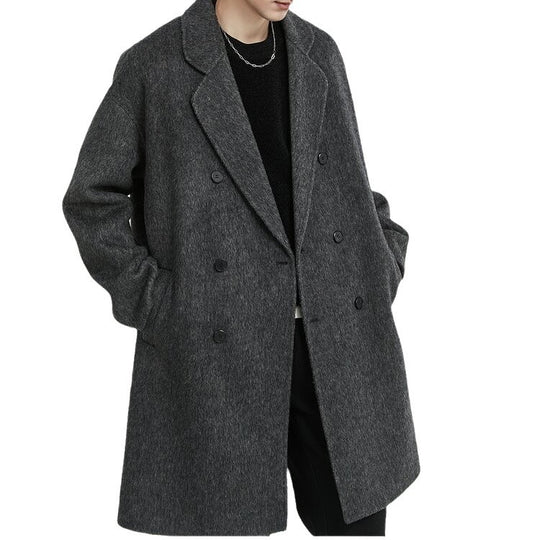 Herren Zweireihiger weit geschnittener Wollmantel mit Reverskragen Shop Nory