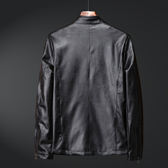 Herren schlanker Kunstlederblouson mit Stehkragen und Zweiwege-Reißverschluss Shop Nory