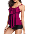Damen Schwimmloche Tankini mit mehrlagigem Rüschendesign