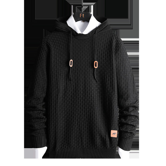Herren Strukturiertes Kapuzenstrick-Pullover mit Reliefstruktur Shop Nory