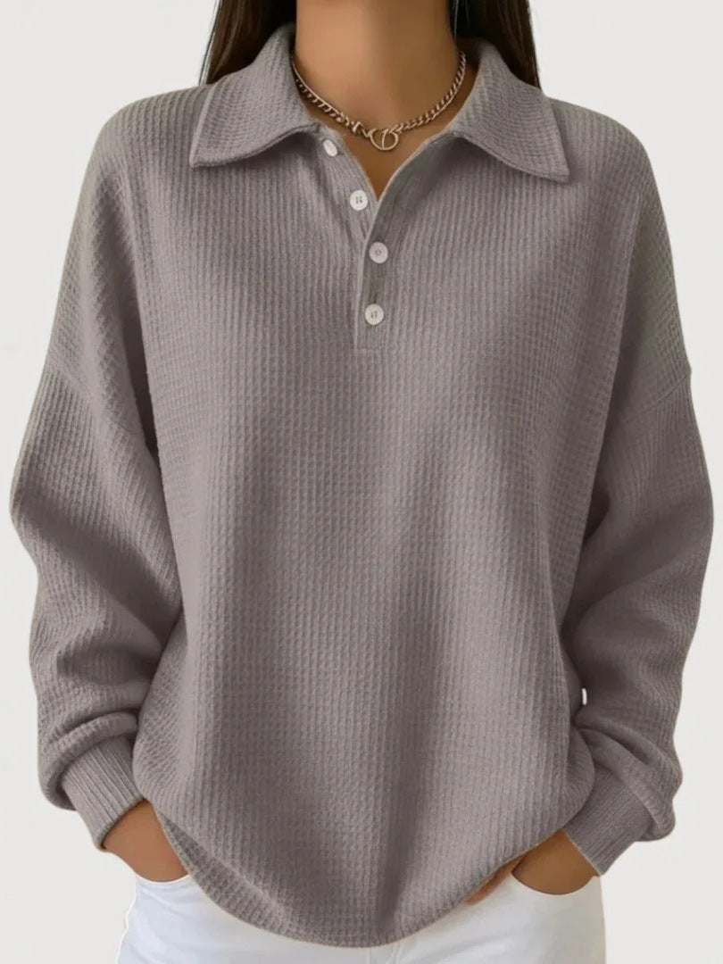 Damen Lässiges Waffel-Pullover