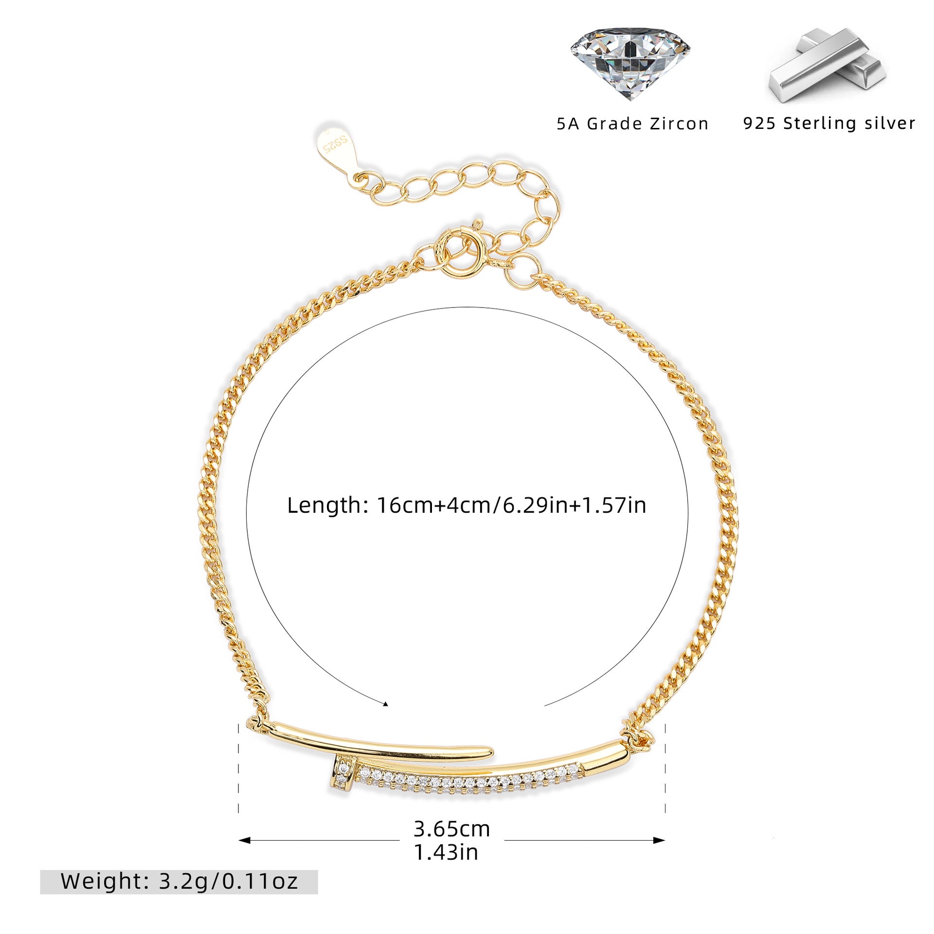 Damen Armband aus hochwertigem 925 Sterling Silber mit funkelnden Zirkon-Akzenten Shop Nory