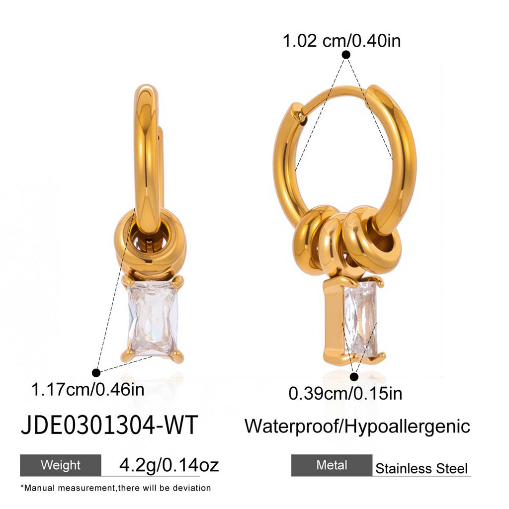 Damen Ohrhänger mit funkelndem Smaragd und moderne Gold-Hängelelemente Shop Nory