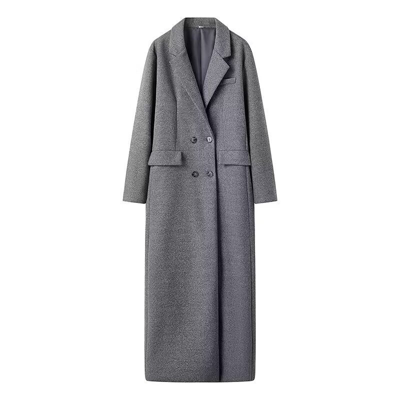 Damen Longline-Mantel aus Bouclé‑Wollmix mit schmaler Taillierung und zweireihiger Knopfverarbeitung Shop Nory